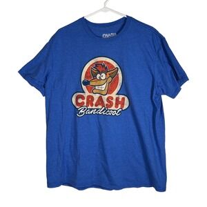 Crash Bandicoot Graphic Tee Mens XL Blue Heather Short Sleeve Video Game Shirt